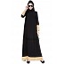 A-line designer abaya with golden border on sleeves & bottom - Black   A-line designer abaya with golden border on sleeves & bottom - Black